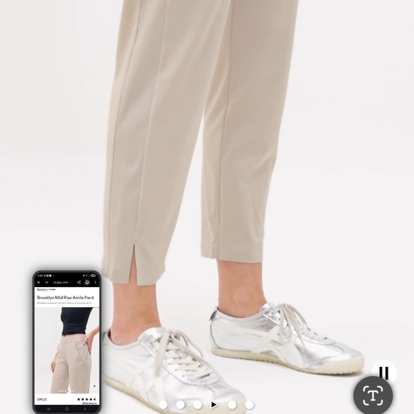 Athleta Brooklyn Ankle Pants Womens 4P Beige Stretch Pull On Work Travel Casual - Picture 4 of 13